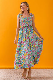 BiBi Floral Ruffle Trim Smocked Cami Dress | Cami Dresses Daverri Fashions