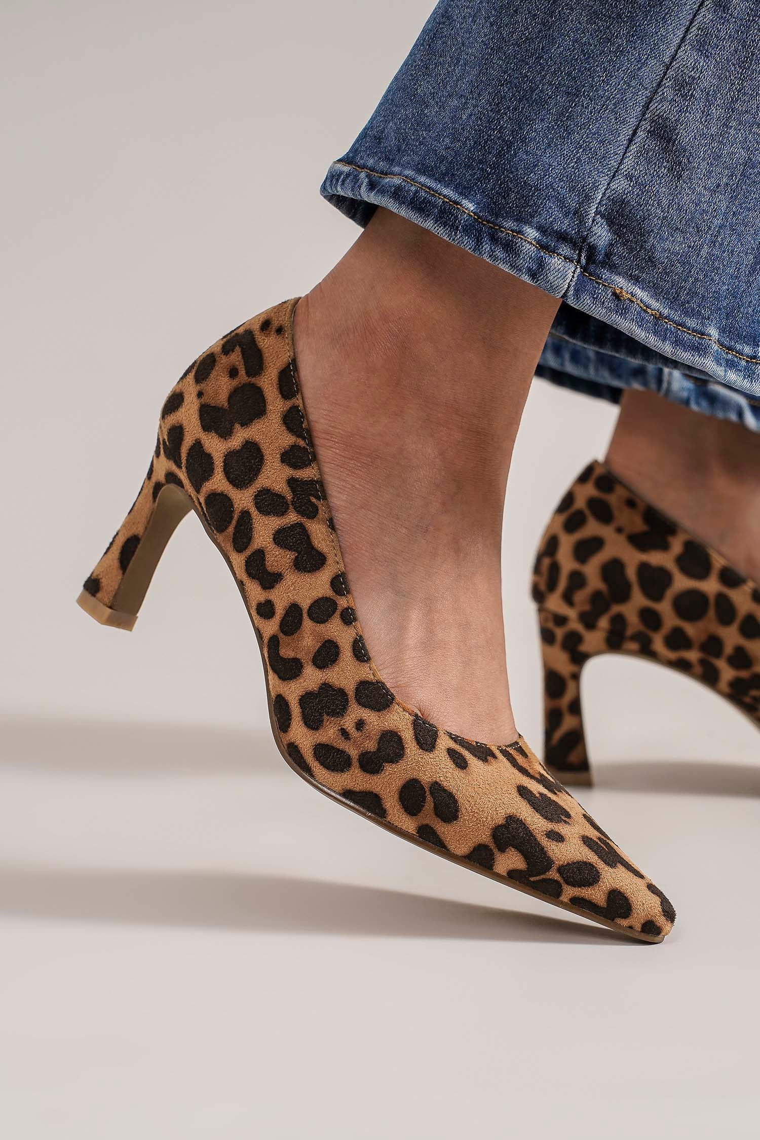 Beast Fashion Faux Suede Leopard Point Toe Pumps | Heels Daverri Fashions