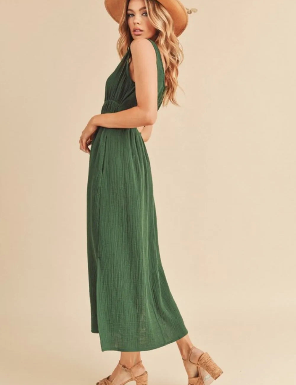 Aemi + Co Side Slit Round Neck Sleeveless Tank Dress | Daverri Fashions