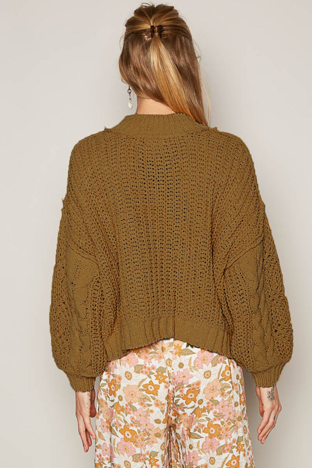 POL Mock Neck Cable Knit Sweater | Sweaters Daverri Fashions