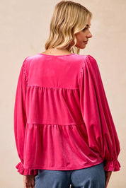 BiBi Christmas Theme Velvet Bow Tied Blouse | Blouses Daverri Fashions
