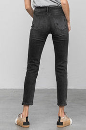 Mid Rise Ankle Black Straight Jeans | Jeans Daverri Fashions