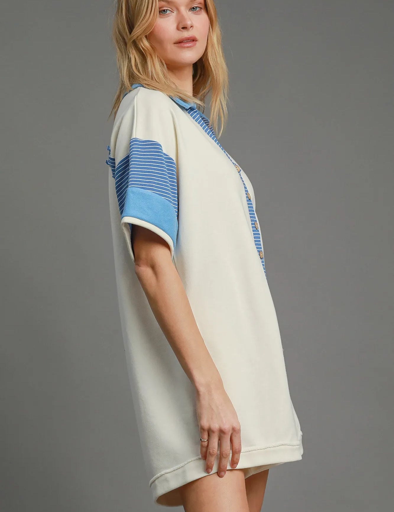 Umgee French Terry Collared Colorblock Romper | Rompers Daverri Fashions