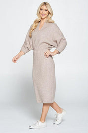 Sweater Knit Dolman Sleeve Midi Dress | Sweaters Daverri Fashions