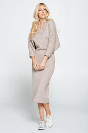 Sweater Knit Dolman Sleeve Midi Dress | Sweaters Daverri Fashions