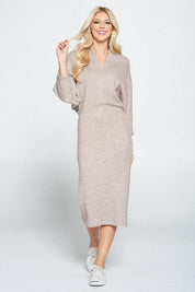 Sweater Knit Dolman Sleeve Midi Dress | Sweaters Daverri Fashions