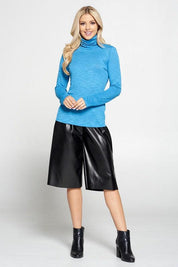 Renee C Extra Soft Slub Jersey Spandex Turtleneck Top | Tops Daverri Fashions