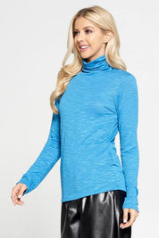 Renee C Extra Soft Slub Jersey Spandex Turtleneck Top | Tops Daverri Fashions