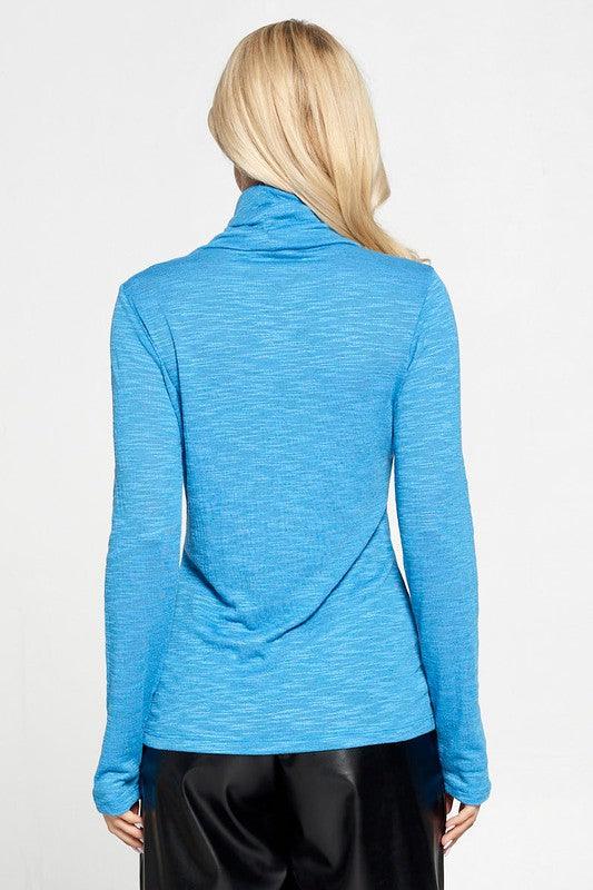 Renee C Extra Soft Slub Jersey Spandex Turtleneck Top | Tops Daverri Fashions