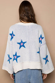 POL Long Sleeve Star Patch Sweater L | Sweaters Daverri Fashions