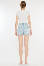 Kancan High Rise Repaired Mom Denim Shorts | Denim Shorts Daverri Fashions