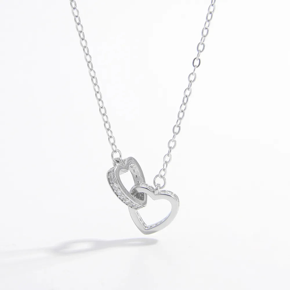 Silver One Size 925 Sterling Silver Inlaid Zircon Heart Necklace | Silver Necklaces Daverri Fashions