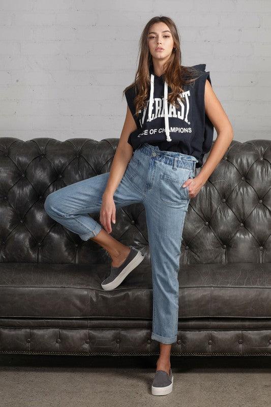 High Waist Relaxed Slouch Jeans | Jeans Daverri Fashions