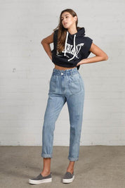 High Waist Relaxed Slouch Jeans | Jeans Daverri Fashions