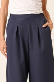 Mittoshop Inverted Pleat Detail Wide Leg Pants Navy | Pants Daverri Fashions