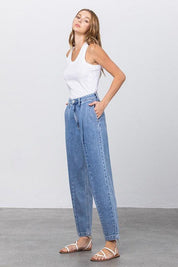 Slouchy Cropped High Waist Jeans | Jeans Daverri Fashions