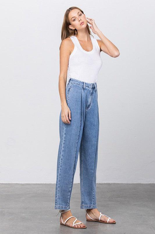 Slouchy Cropped High Waist Jeans | Jeans Daverri Fashions