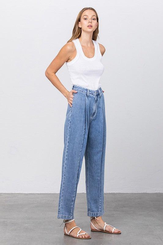 Slouchy Cropped High Waist Jeans | Jeans Daverri Fashions