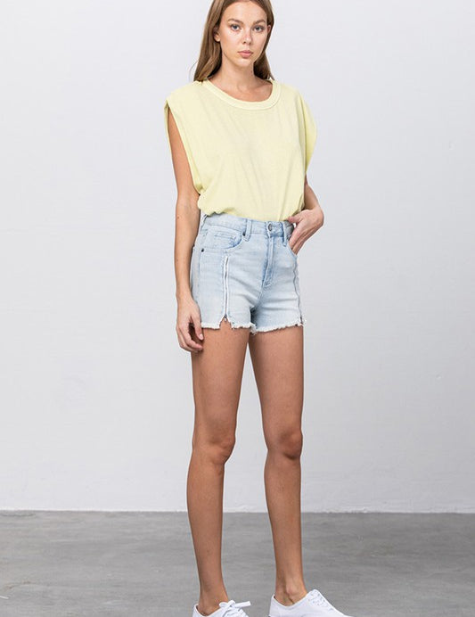 HIGH RISE PREMIUM SHORTS WITH FRONT ZIPPER | Denim Shorts Daverri Fashions