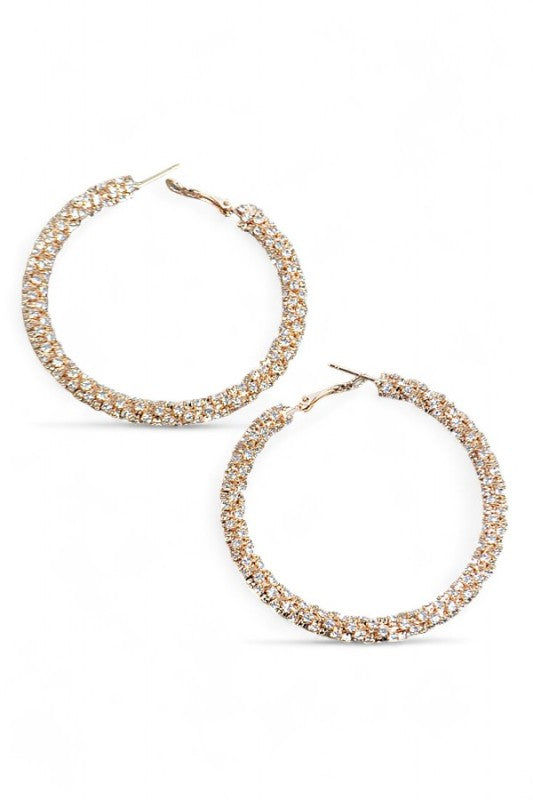 60MM Iconic Rhinestone Hoops | Earrings Daverri Fashions