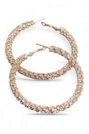 Gold Clear O S 60MM Iconic Rhinestone Hoops | Earrings Daverri Fashions