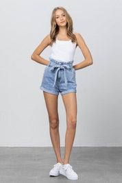 HIGH WAISTED PAPER BAG SHORTS | Shorts Daverri Fashions