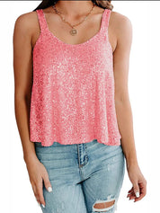 Sequin Scoop Neck Tank | Tank Tops Daverri Fashions