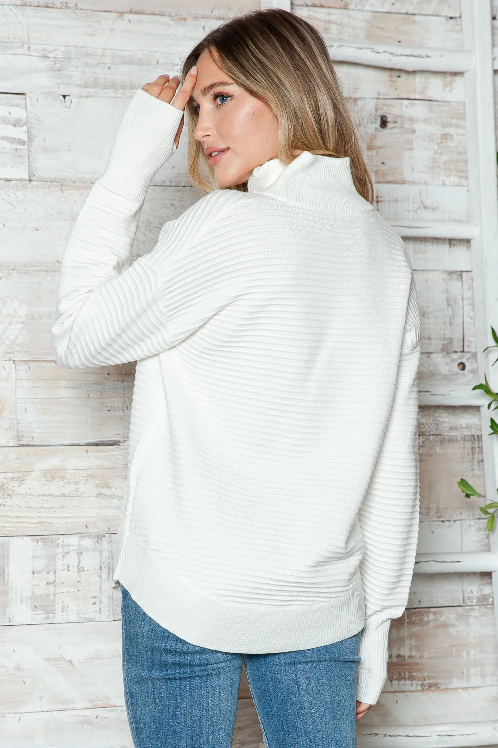 Half Zip Long Sleeve Knit Top | Knit Tops Daverri Fashions