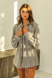 BiBi Button Up Corduroy Shacket | Shackets Daverri Fashions