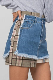 Plaid Checker Mini Denim Skirt | Skirts Daverri Fashions