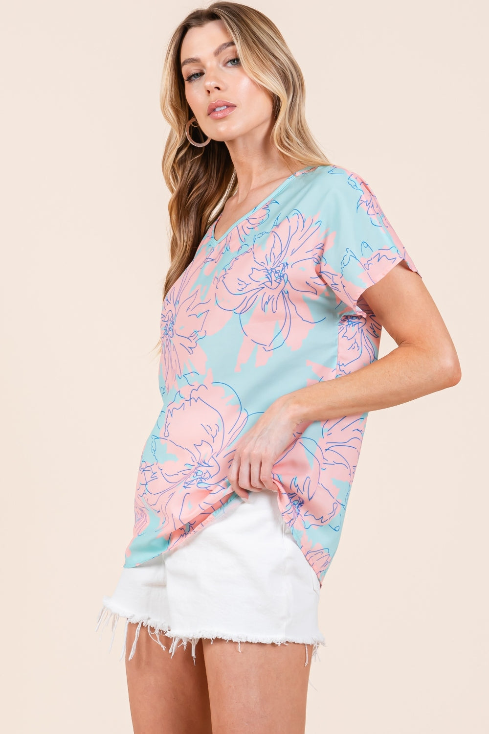 BOMBOM Floral Short Sleeve T-Shirt | Daverri Fashions