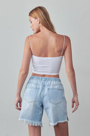 MID-RISE SLOUCH SHORTS | Denim Shorts Daverri Fashions