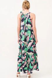 And The Why Botanical Printed Halterneck Tiered Maxi Dress | Daverri Fashions