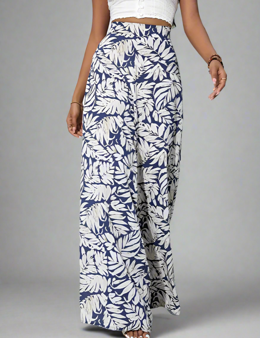 High Waisted Abstract Print Boho Palazzo Pants | Pants Daverri Fashions