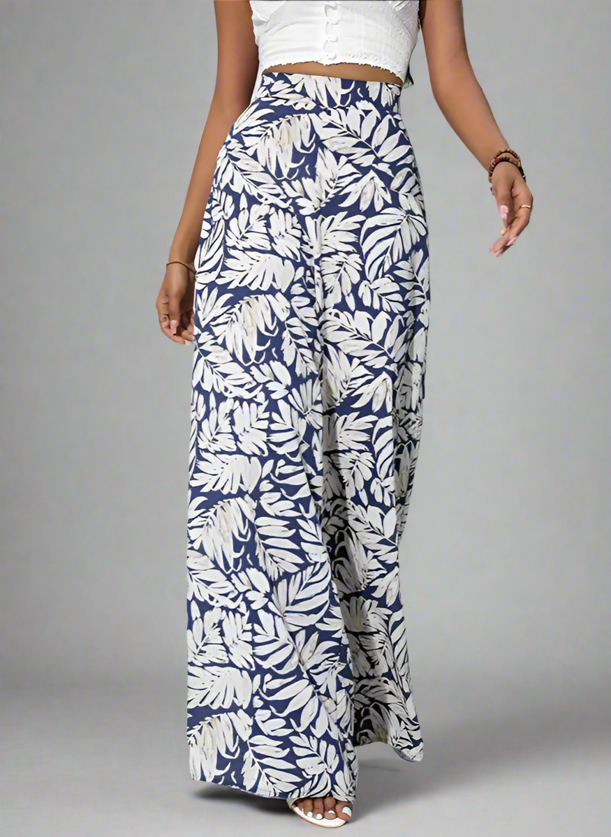 High Waisted Abstract Print Boho Palazzo Pants | Pants Daverri Fashions