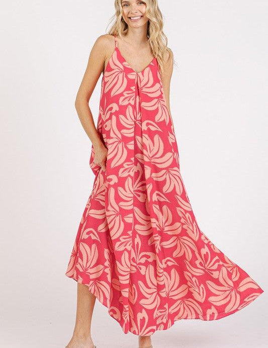Strawberry M Mittoshop Printed V-Neck Maxi Cami Dress with Pockets | Daverri Fashions
