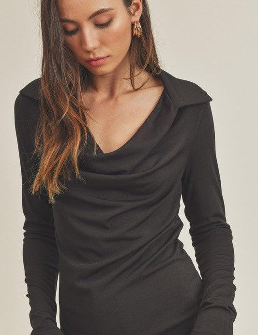 Aemi+Co Collared Cowl Neck Dress | Mini Dresses Daverri Fashions