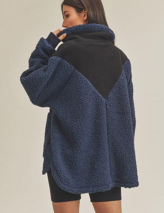 Aemi+Co Oversized Side Pockets Half Zip Pullover | Jackets Daverri Fashions