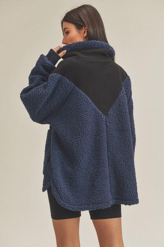 Aemi+Co Oversized Side Pockets Half Zip Pullover | Jackets Daverri Fashions