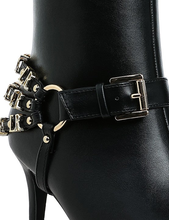 Nicene Harness Detail Stiletto Boots | Boots Daverri Fashions