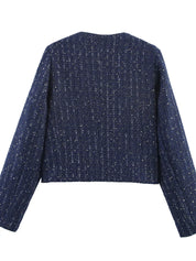 Tweed Button Up Cropped Jacket | Jackets Daverri Fashions