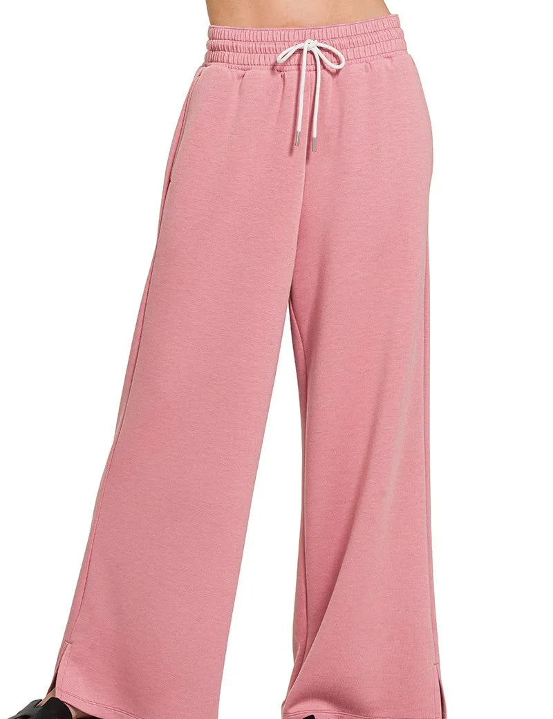 LT ROSE S Zenana Scuba Drawstring Pants Lt Rose | Loungewear Bottoms Daverri Fashions