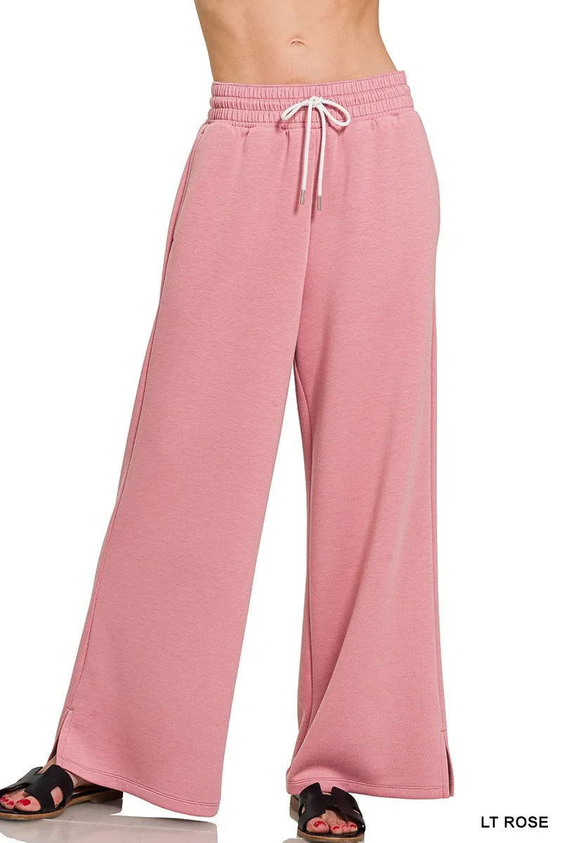 LT ROSE S Zenana Scuba Drawstring Pants Lt Rose | Loungewear Bottoms Daverri Fashions