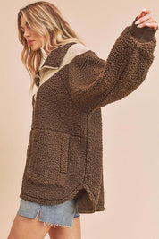 Aemi+Co Oversized Side Pockets Half Zip Pullover | Jackets Daverri Fashions