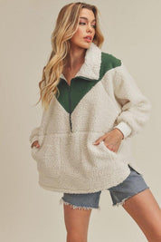 Aemi+Co Oversized Side Pockets Half Zip Pullover | Jackets Daverri Fashions