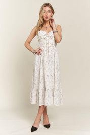 ADORA Smocked Floral Sweetheart Neck Cami Dress | Daverri Fashions