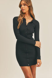 Mable Button Up Ribbed Mini Shirt Dress | Daverri Fashions