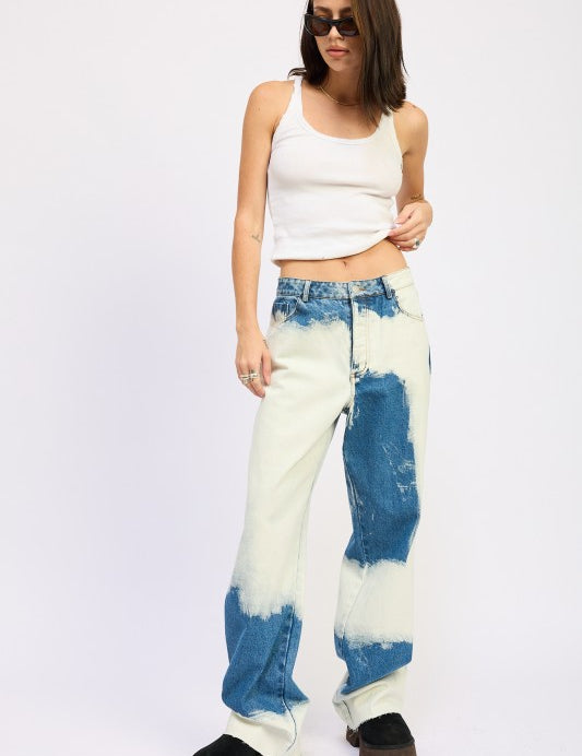 DENIM HIGH WAISTED TIE DYE JEANS | Jeans Daverri Fashions