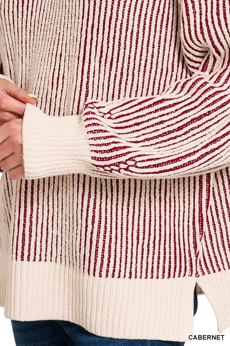 Zenana Two Tone Crewneck Sweater | Daverri Fashions