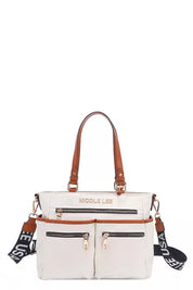 WHITE One Size Multi-Compartment Convertible Tote Bag | Handbags Daverri Fashions